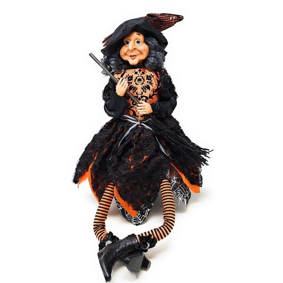 Halloween Elf Witch 24" Broomstick Party Decor Wreath Center - Picture 3 of 7